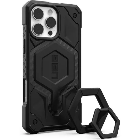 Cover Iphone 16 Pro Max Monarch Pro Magsafe Case Uag - Carbon Fiber / Black Stand